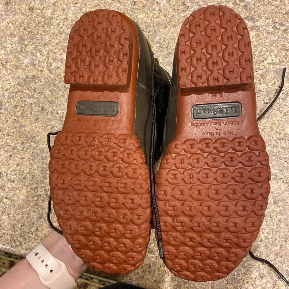 L.L. Bean Boots 8” Bison Leather Rubber Bottoms 6M 274563 Duck BM